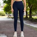 Blue Large Women's Seamless High Waist Compression Leggings for Activewear