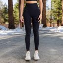 Black Small Women's High Waist Ribbed Leggings with Seamless Fit