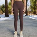 Brown Large Women's High Waist Ribbed Leggings with Seamless Fit