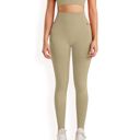 Beige Large Women's High Waist Seamless Leggings with Full-Length Compression Fit