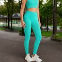 Blue Large Women's High Waist Seamless Leggings with Full-Length Compression Fit