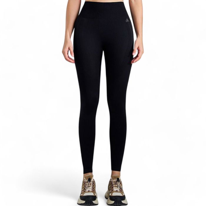 Women's High Waist Ribbed Seamless Leggings with Sculpting Fit