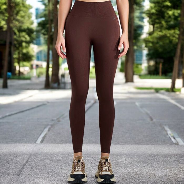 Women's High Waist Ribbed Seamless Leggings with Sculpting Fit