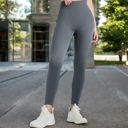 Gray Large Women's High Waist Ribbed Seamless Leggings with Sculpting Fit