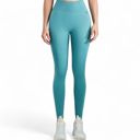 Green Large Women's High Waist Ribbed Seamless Leggings with Sculpting Fit