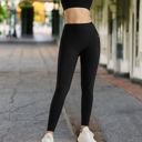 Black Large Women's High Waist Seamless Full-Length Leggings with Stretch Compression Fit