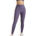 Purple Large Women's High Waist Seamless Full-Length Leggings with Stretch Compression Fit