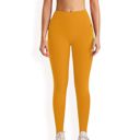 Yellow Large Women's High Waist Seamless Full-Length Leggings with Stretch Compression Fit