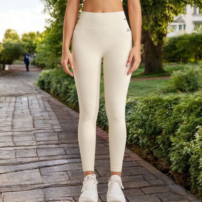 Women's High Waist Ribbed Seamless Leggings with Stretch Compression Fit