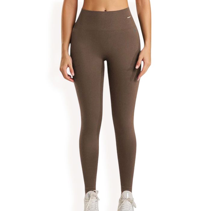 Women's High Waist Ribbed Seamless Leggings with Stretch Compression Fit