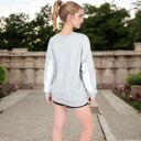 Gray Large Women's Long Sleeve Oversized Crewneck Sweatshirt with Drop Shoulders