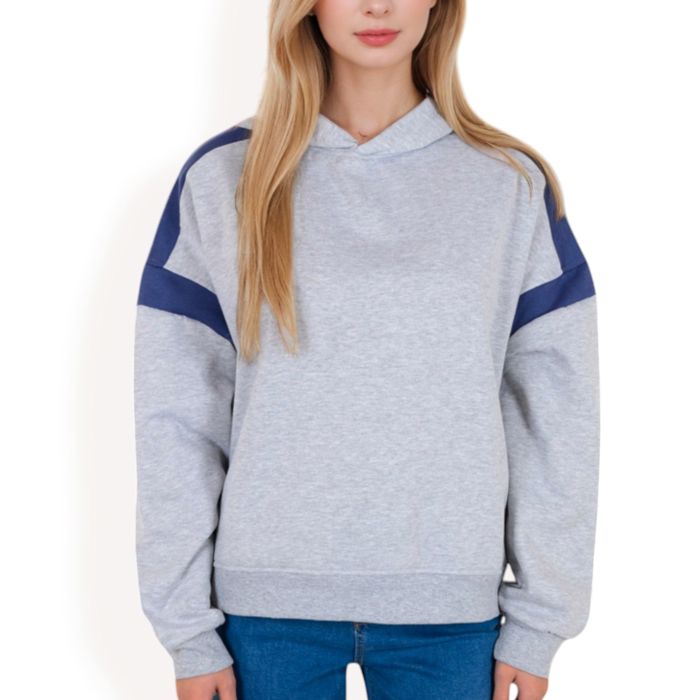 Women's Oversized Hoodie with Contrast Shoulder Stripes