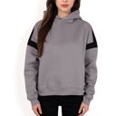 Gray Large Women's Oversized Hoodie with Contrast Shoulder Stripes