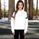 White Large Women's Oversized Hoodie with Contrast Shoulder Stripes