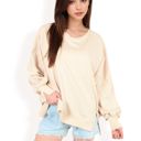  Women's Oversized Long Sleeve Pullover Sweatshirt with Drop Shoulders and Side Slits