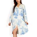  Women's Printed Button-Up Long Sleeve Shirt Dress with Relaxed Fit