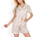 Purple Medium Women's Floral Print Button-Up Short Pajama Set