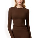 Brown Small Women's Long Sleeve Seamless Activewear Top