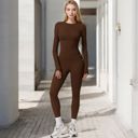 Brown Small Women's Long Sleeve Seamless Activewear Top