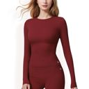 Red Medium Women's Long Sleeve Seamless Activewear Top