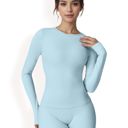 Blue Small Women's Long Sleeve Seamless Activewear Top