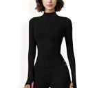 Black Large Women's Long Sleeve Zip-Up Activewear Jacket