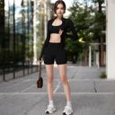 Black Large Women's Long Sleeve Zip-Up Activewear Jacket