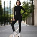 Black Large Women's Long Sleeve Zip-Up Activewear Jacket