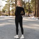 Black Large Women's Long Sleeve Zip-Up Top with Thumbholes