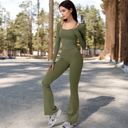 Green Large Women's Long Sleeve Zip-Up Top with Thumbholes