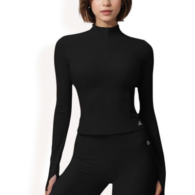 Women's Ribbed Long Sleeve Half-Zip Activewear Top