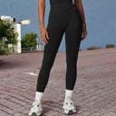 Black Large Women's High-Waist Seamless Full-Length Leggings