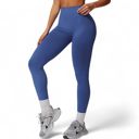 Blue Large Women's High-Waist Seamless Full-Length Leggings