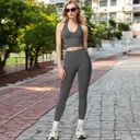 Gray Large Women's High-Waist Seamless Full-Length Leggings