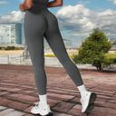 Gray Large Women's High-Waist Seamless Full-Length Leggings