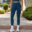 Blue Large Women's High-Waist Seamless Full-Length Leggings