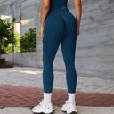 Blue Large Women's High-Waist Seamless Full-Length Leggings