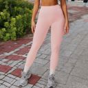 Pink Large Women's High-Waist Seamless Full-Length Leggings