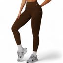 Brown Large Women's High Waist Seamless Leggings with Contoured Panels for Comfortable Stretch Fit