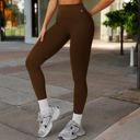 Brown Large Women's High Waist Seamless Leggings with Contoured Panels for Comfortable Stretch Fit