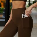 Brown Large Women's High Waist Seamless Leggings with Contoured Panels for Comfortable Stretch Fit