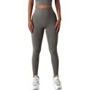 Gray Large Women's High Waist Seamless Leggings with Contoured Panels for Comfortable Stretch Fit