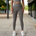 Gray Small Women's High Waist Seamless Leggings with Contoured Panels for Comfortable Stretch Fit