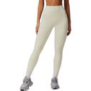 Beige Large Women's High Waist Seamless Leggings with Contoured Panels for Comfortable Stretch Fit