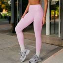 Pink Large Women's High Waist Seamless Leggings with Contoured Panels for Comfortable Stretch Fit