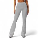 Gray Large Women's High Waist Flared Leg Yoga Pants