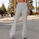 Gray Large Women's High Waist Flared Leg Yoga Pants