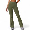 Green Large Women's High Waist Flared Leg Yoga Pants