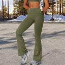 Green Large Women's High Waist Flared Leg Yoga Pants