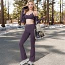 Purple Large Women's High Waist Flared Leg Yoga Pants